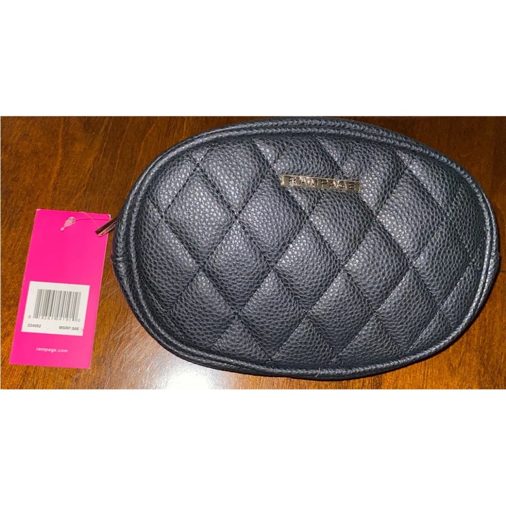 Rampage Waist Pack Fanny Pack Black Faux Leather $68 New W Tags - Picture 1 of 7